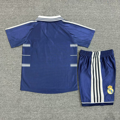 Retro Youth Uniform Kids Kit 1998-1999 Real Madrid Away Soccer Jersey Shorts Vintage Child Football Set