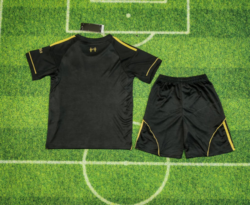 Youth Uniform Kids Kit 2025-2026 Liverpool Away Black Soccer Jersey Shorts Child Football Set