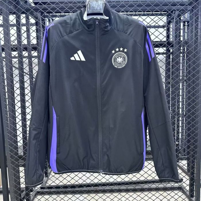 2025-2026 Germany White/Black Trench Coat Soccer Reversible Windbreaker Jacket