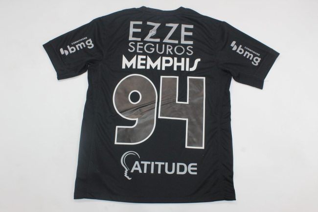 with Sponor Logo Fan Version 2024-2025 Corinthians MEMPHIS 94 Away Black Soccer Jersey Football Shirt
