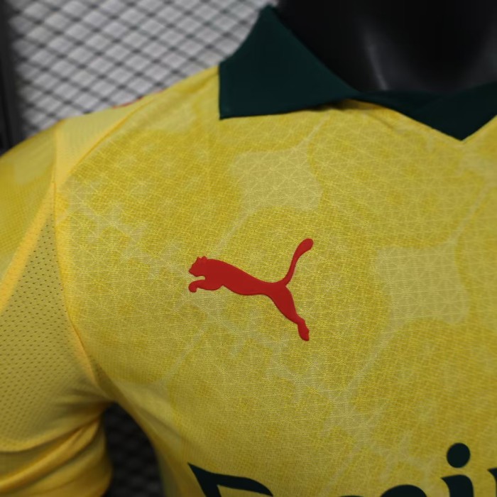 Player Version 2025-2026 AC Milan Third Away Yellow Soccer Jersey AC Football Shirt