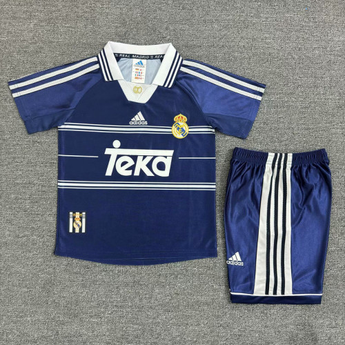 Retro Youth Uniform Kids Kit 1998-1999 Real Madrid Away Soccer Jersey Shorts Vintage Child Football Set