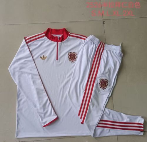 Youth 2025-2026 Bayern Munich 125th Anniversary White Soccer Training Sweater and Pants Football Kit