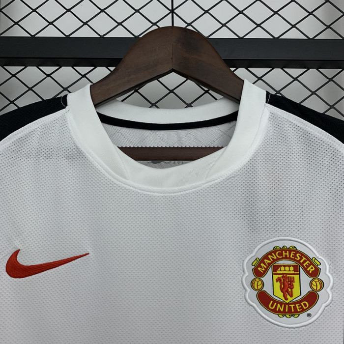 with UCL Patch Retro Jersey 2010-2011 Manchester United Away White Vintage Soccer Jersey