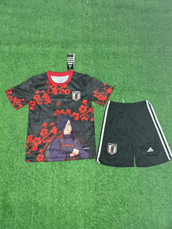 Youth Uniform Kids Kit 2025 Japan Black/Red COMIC Soccer Jersey Shorts Child Football Set