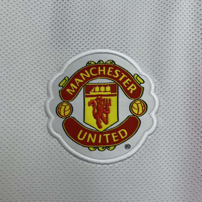 with UCL Patch Retro Jersey 2010-2011 Manchester United Away White Vintage Soccer Jersey