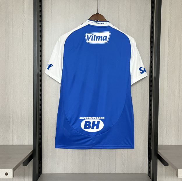 with All Sponor Logos Fan Version 2025-2026 Cruzeiro Home Football Shirt Soccer Jersey