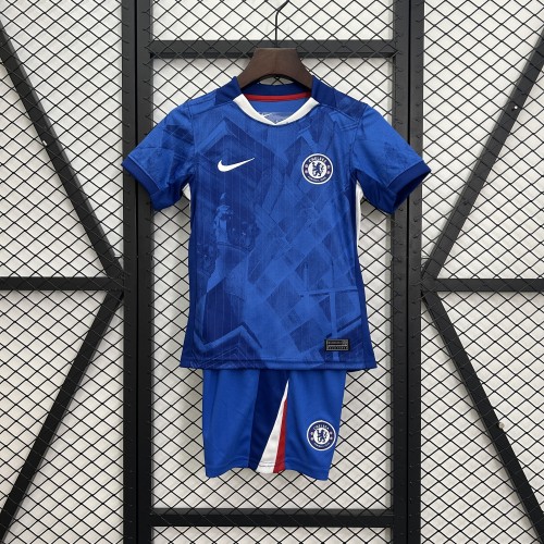 Youth Uniform Kids Kit 2025-2026 Chelsea Home Soccer Jersey Shorts Child Football Set