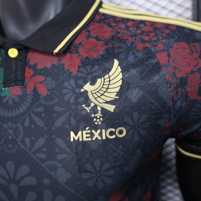 Player Version 2025 Mexico Black/Green/Red Special Version Soccer Jersey Adulto Camiseta de Futbol
