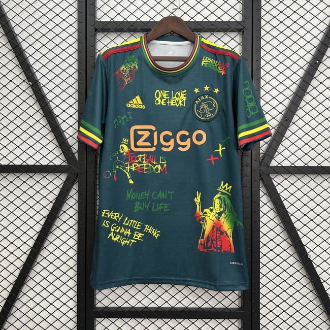 Fans Version 2025-2026 Ajax Dark Green Bob Marley Soccer Jersey Vintage Football Shirt