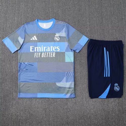 Adult Uniform 2025-2026 Real Madrid Blue/Purple Soccer Training Jersey and Shorts Football Kits