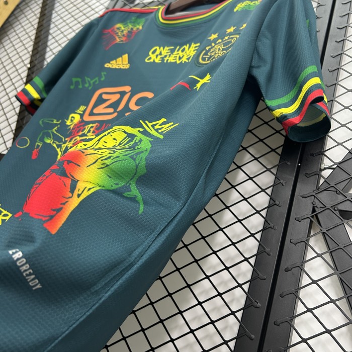 Fans Version 2025-2026 Ajax Dark Green Bob Marley Soccer Jersey Vintage Football Shirt