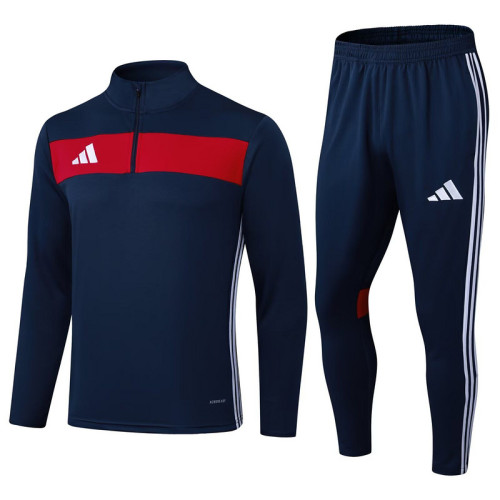 2025 AD2507 Dark Blue Soccer Training Sweater and Pants Football Kit