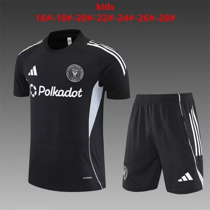 Youth Uniform Kids Kit 2025-2026 Inter Miami Black Soccer Training Jersey Shorts Child Football Set