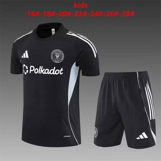 Youth Uniform Kids Kit 2025-2026 Inter Miami Black Soccer Training Jersey Shorts Child Football Set