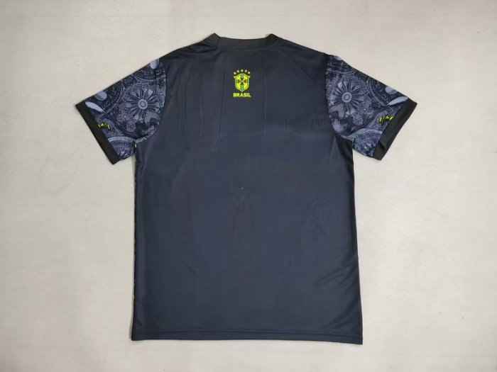 Fan Version 2025 Brazil Black/Orange Jesus Edition Special Version Soccer Jersey Brasil Camisetas de Futbol