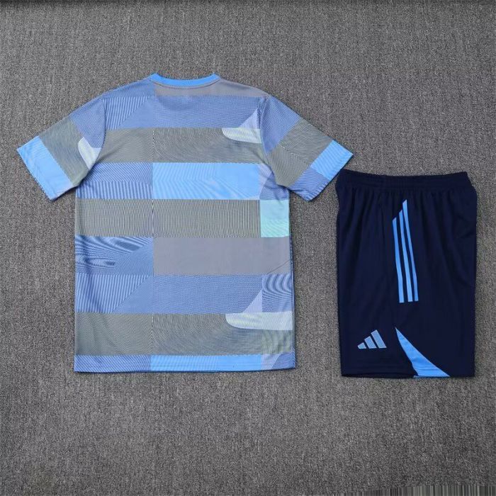 Adult Uniform 2025-2026 Real Madrid Blue/Purple Soccer Training Jersey and Shorts Football Kits