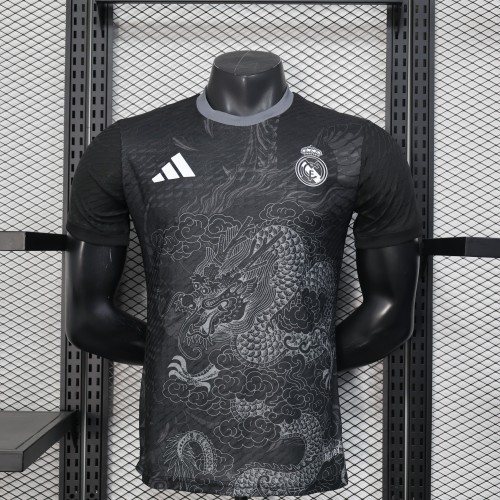 Player Version 2025-2026 Real Madrid Black Dragon Soccer Jersey Real Football Shirt