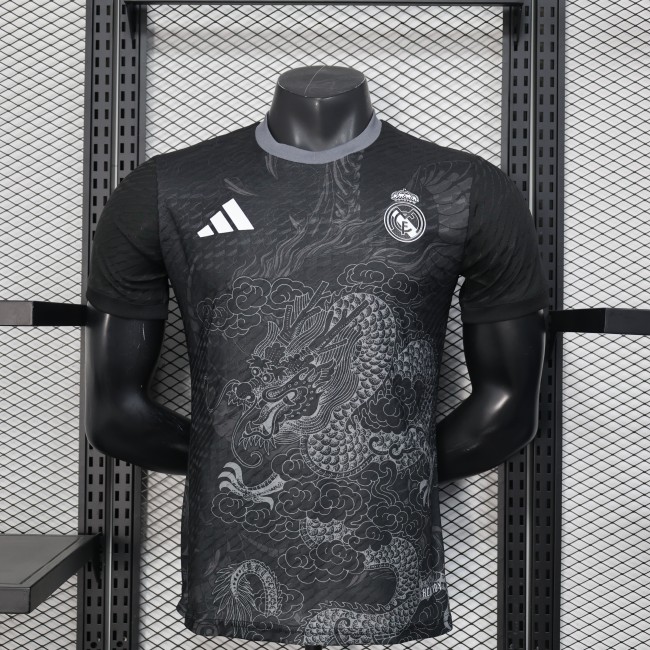 Player Version 2025-2026 Real Madrid Black Dragon Soccer Jersey Real Football Shirt