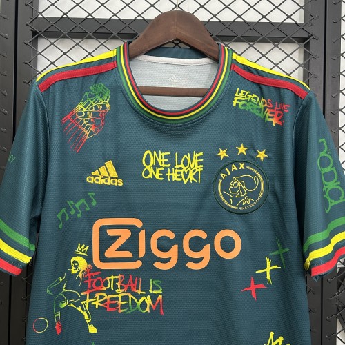 Fans Version 2025-2026 Ajax Dark Green Bob Marley Soccer Jersey Vintage Football Shirt