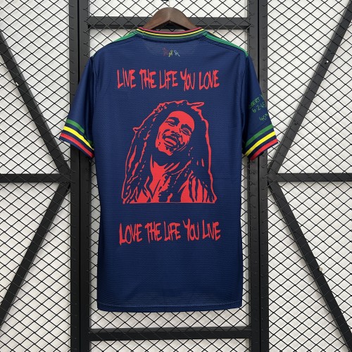 Fans Version 2025-2026 Ajax Dark Blue Bob Marley Soccer Jersey Vintage Football Shirt
