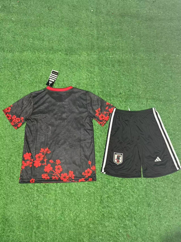 Youth Uniform Kids Kit 2025 Japan Black/Red COMIC Soccer Jersey Shorts Child Football Set