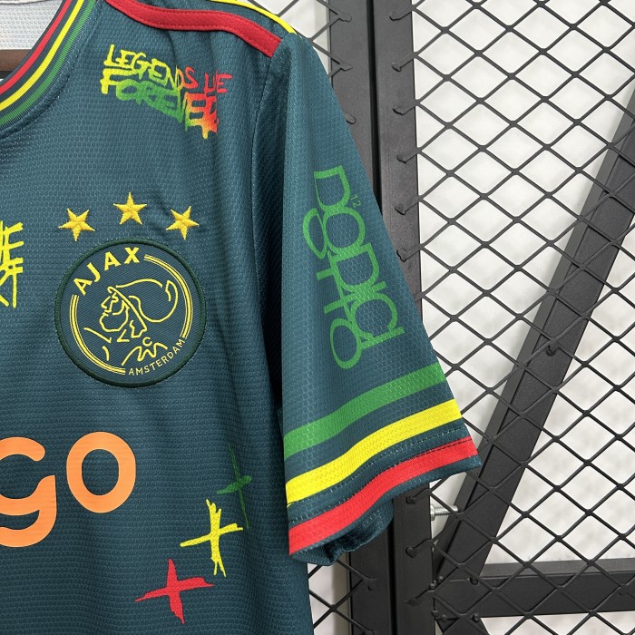 Fans Version 2025-2026 Ajax Dark Green Bob Marley Soccer Jersey Vintage Football Shirt