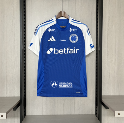 with All Sponor Logos Fan Version 2025-2026 Cruzeiro M.PEREIRA 10 Home Football Shirt Soccer Jersey