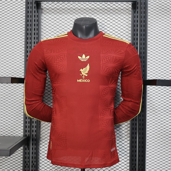 Player Version Long Sleeve 2025 Mexico Red Special Edition Soccer Jersey Adulto Camiseta de Futbol