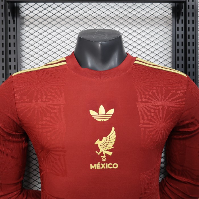 Player Version Long Sleeve 2025 Mexico Red Special Edition Soccer Jersey Adulto Camiseta de Futbol