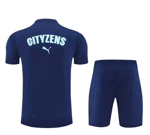 Adult Uniform 2025-2026 Manchester City Dark Blue Soccer Training Jersey and Shorts Football Kits
