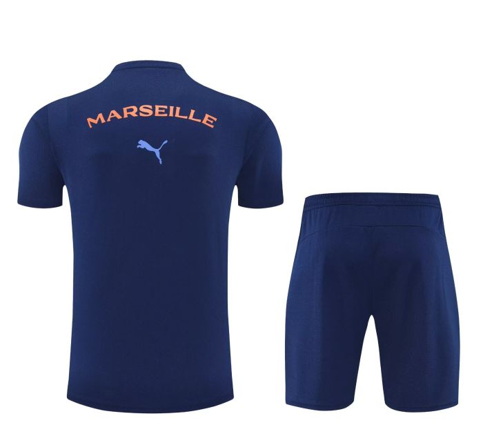 Adult Uniform 2025-2026 Marseille Dark Blue Soccer Training Jersey and Shorts Football Kits
