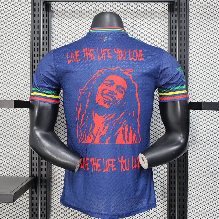 Player Version 2025-2026 Ajax Blue Bob Marley Soccer Jersey Football Shirt