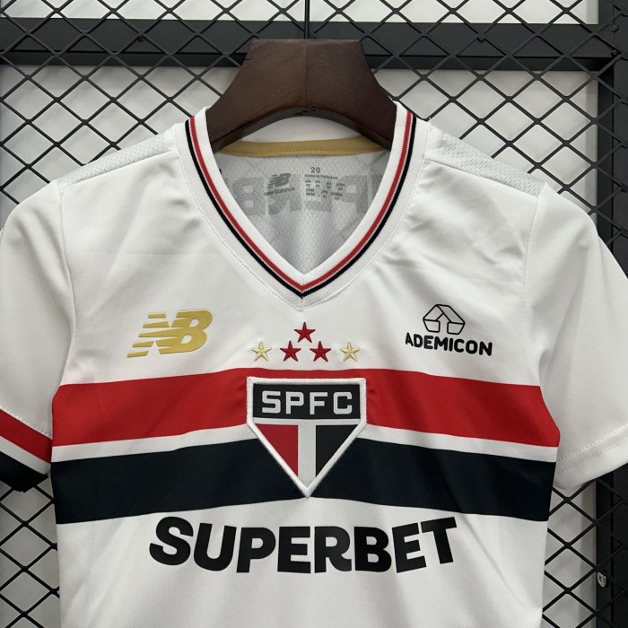 Youth Uniform Kids Kit Sao Paulo 2025-2026 Home Soccer Jersey Shorts Child Football Set