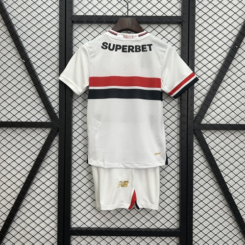Youth Uniform Kids Kit Sao Paulo 2025-2026 Home Soccer Jersey Shorts Child Football Set