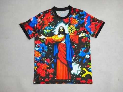 Fan Version 2025 Brazil Black/Orange/Blue Jesus Edition Special Version Soccer Jersey Brasil Camisetas de Futbol
