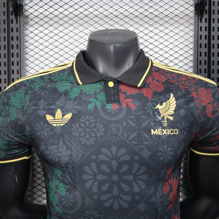Player Version 2025 Mexico Black/Green/Red Special Version Soccer Jersey Adulto Camiseta de Futbol