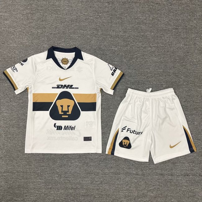 Youth Uniform Kids Kit 2025-2026 Pumas Home Soccer Jersey Shorts Child Football Set
