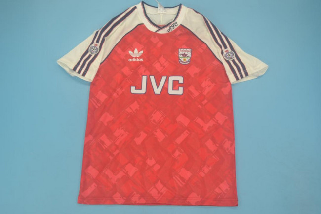 with Patch Retro Jersey 1990-1992 Arsenal Home Red Soccer Jersey Vintage Football Shirt