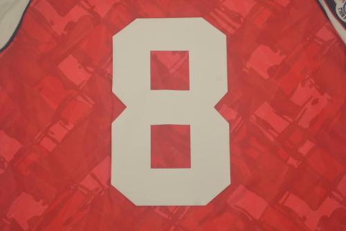 with Patch Retro Jersey 1990-1992 Arsenal 8 Home Red Soccer Jersey Vintage Football Shirt