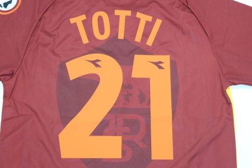 Retro Jersey 1997-1998 As Roma TOTTI 21 Home Soccer Jersey Vintage Football Shirt