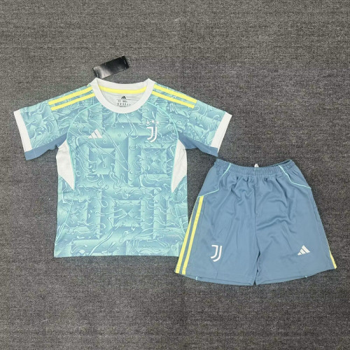 Youth Uniform Kids Kit 2025-2026 Juventus Away Soccer Jersey Shorts Child Football Set