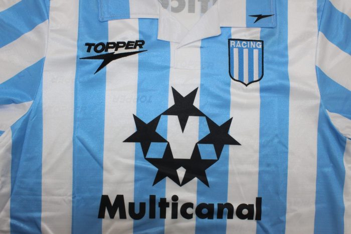 Retro Jersey 1997-1998 Argentina Racing Club 14 Home Soccer Jersey Vintage Football Shirt