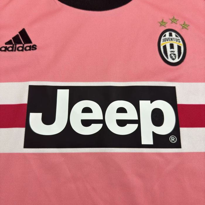 Retro Youth Uniform Kids Kit 2015-2016 Juventus Away Pink Soccer Jersey Shorts Child Football Set