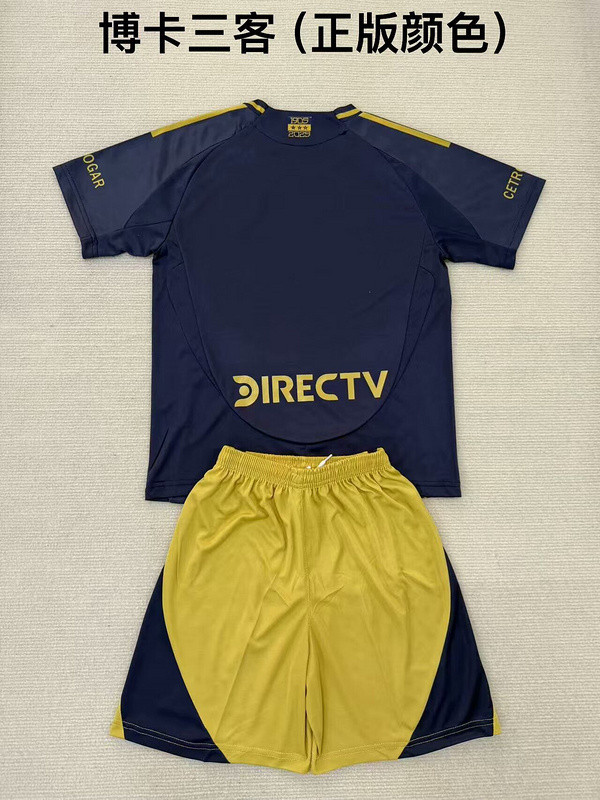 Youth Uniform Kids Kit 2025-2026 Boca Juniors Third Away Soccer Jersey Shorts Child Football Set