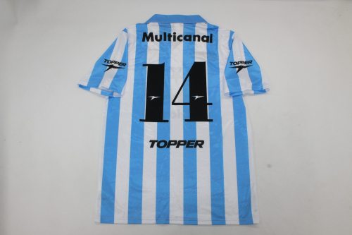 Retro Jersey 1997-1998 Argentina Racing Club 14 Home Soccer Jersey Vintage Football Shirt
