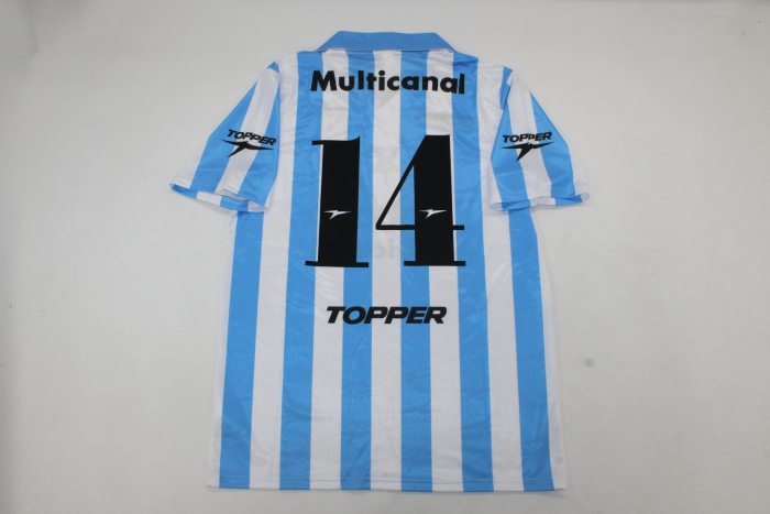Retro Jersey 1997-1998 Argentina Racing Club 14 Home Soccer Jersey Vintage Football Shirt