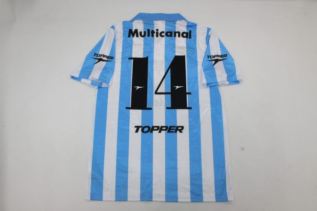 Retro Jersey 1997-1998 Argentina Racing Club 14 Home Soccer Jersey Vintage Football Shirt