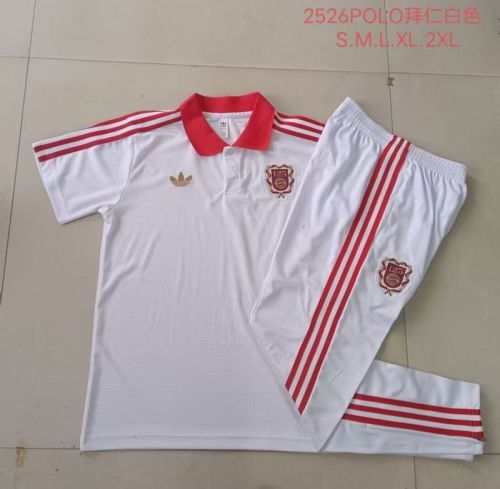2025-2026 Bayern Munich White 125th Anniversary Soccer Polo and Pants Football Kit