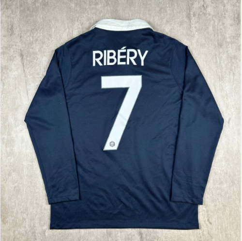 Long Sleeve Retro Jersey 2014 France RIBERY 7 Home Soccer Jersey Vintage Football Shirt